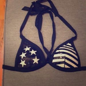 Light padded sequin halter bikini top